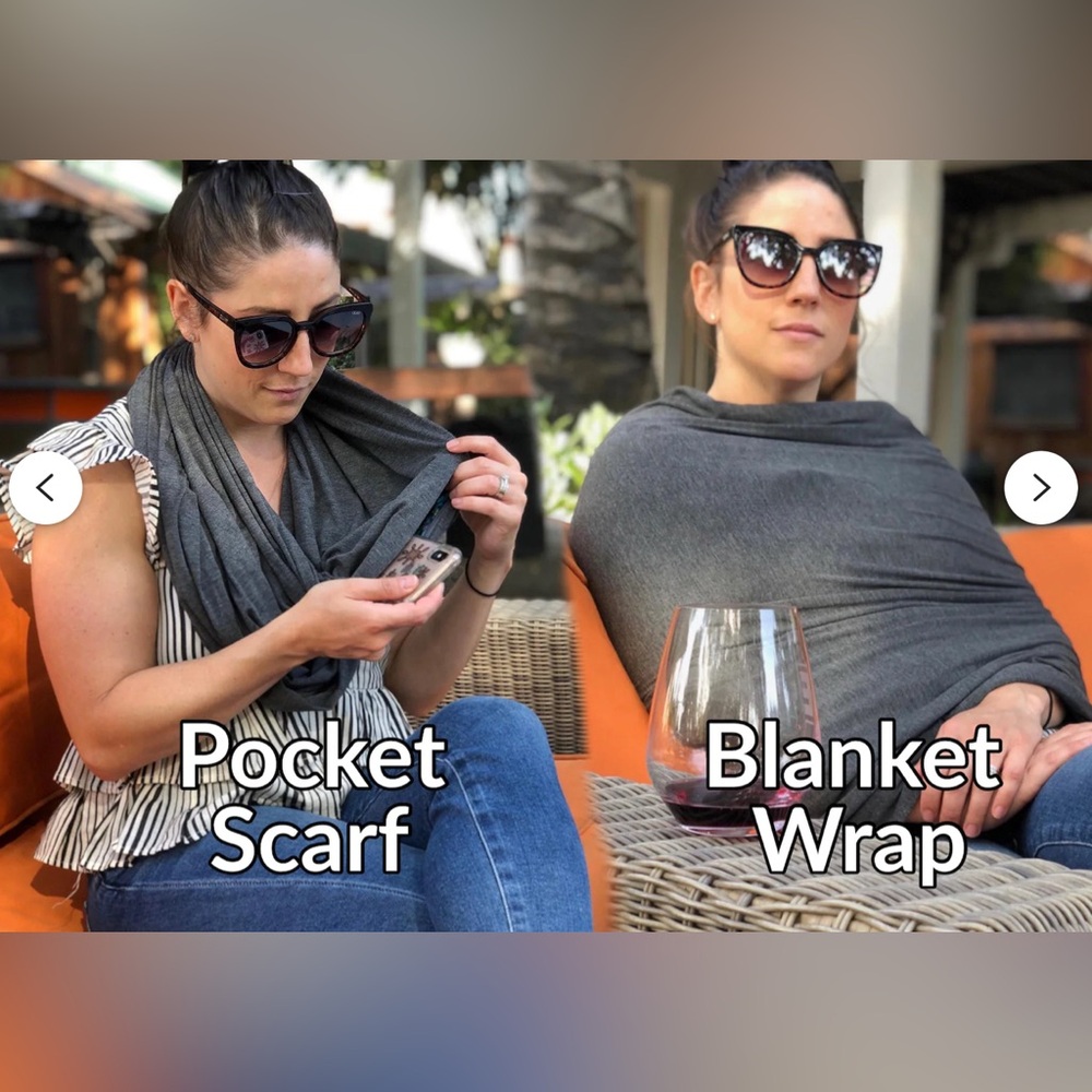 Travel Scarf Blanket with Zipper Pocket - Dusty Lilac